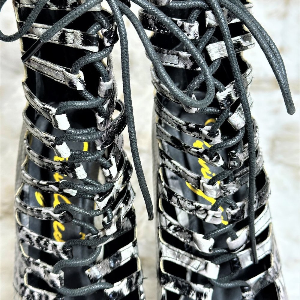Privileged Platform Ankle Boots Animal Mag Print Lug Sole - Picture 8 of 15
